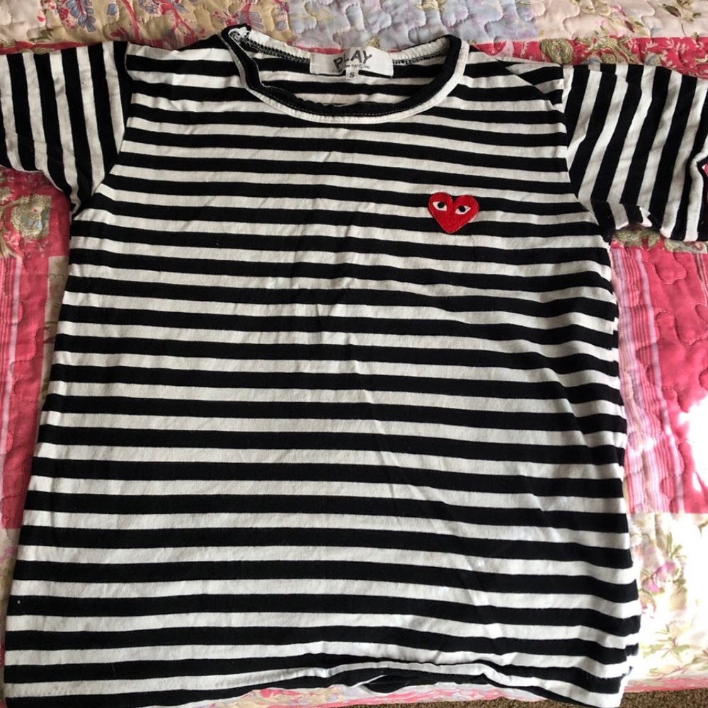 cdg play striped t shirt .